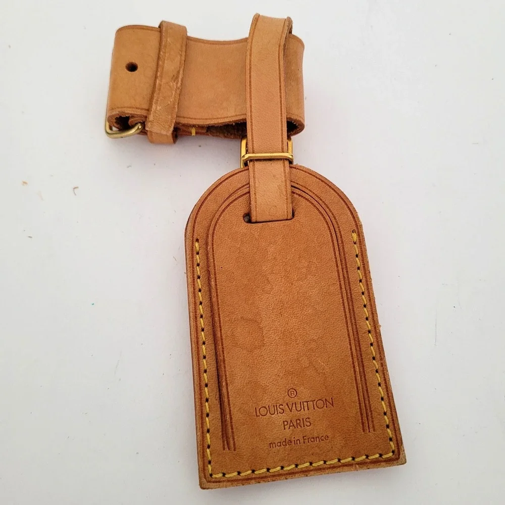 Louis Vuitton Vachetta Leather Luggage Tag and Poignet Set Made in France